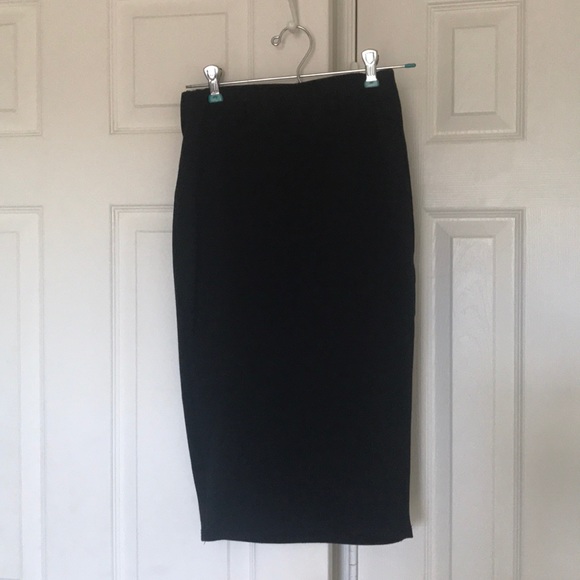BLACK HIGH WAIST SLIP ON PENCIL SKIRT - Picture 1 of 5